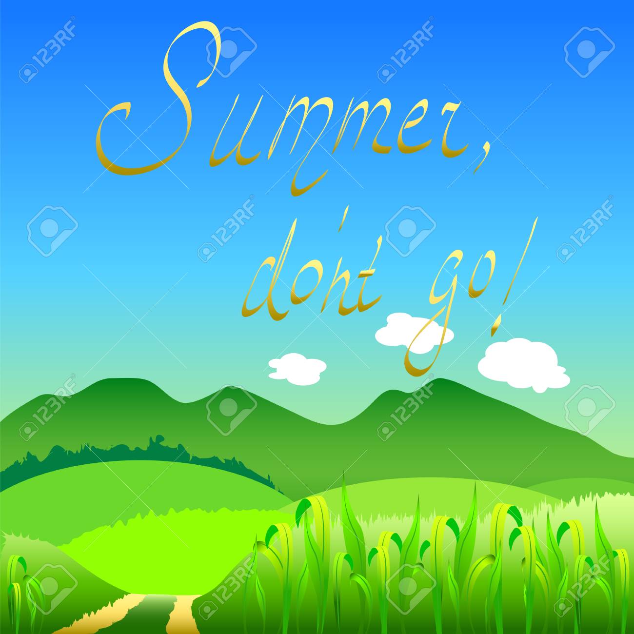 Go Style Template | Summer Don T Go Flat Style Countryside Landscape Vector Illustration Go Style Template | Summer Don T Go Flat Style Countryside Landscape Vector Illustration