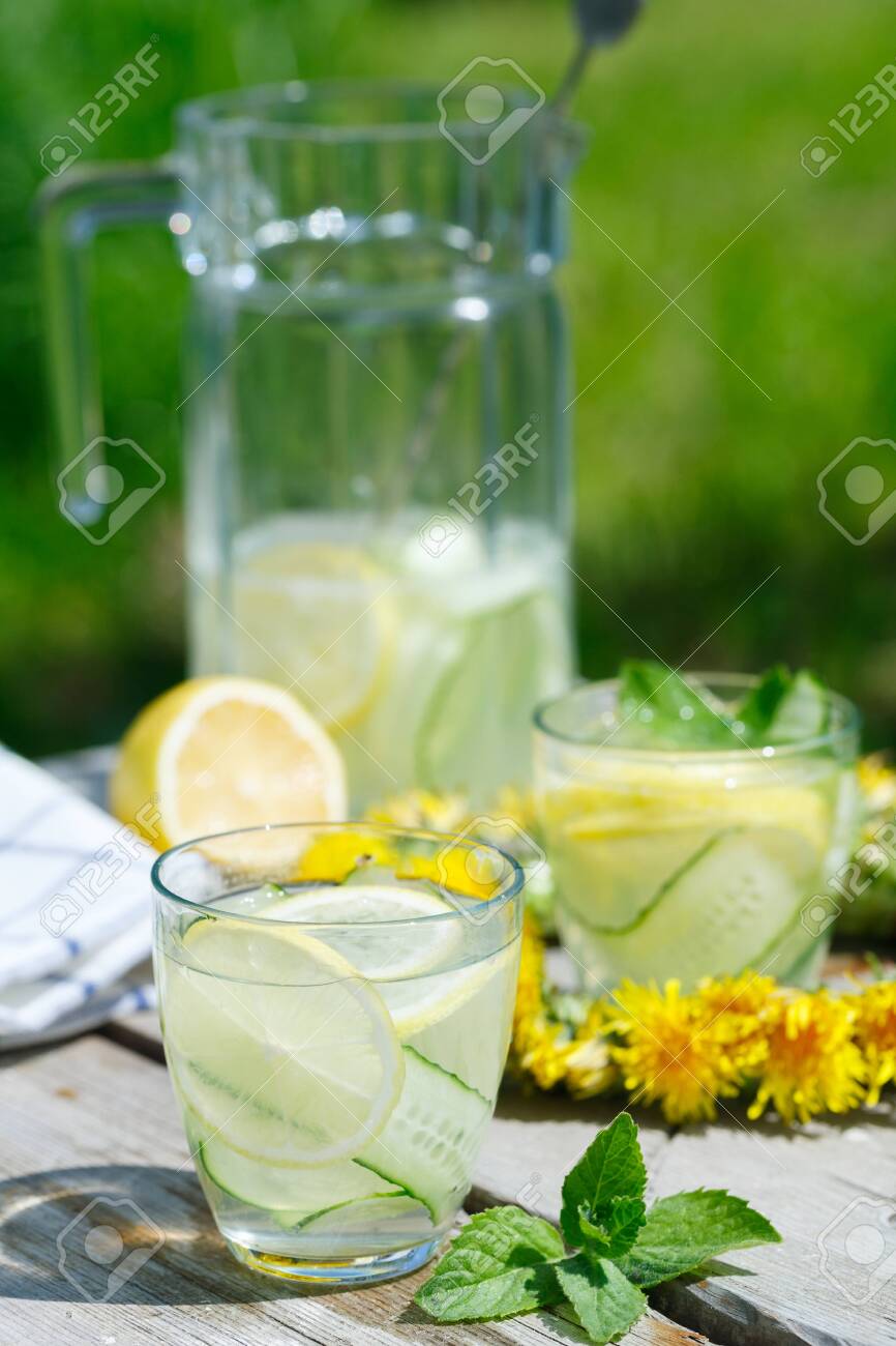 Summer Refreshing Drink Detox Lemonade From Cucumber Lemon Stock Photo Picture And Royalty Free Image Image 124868978