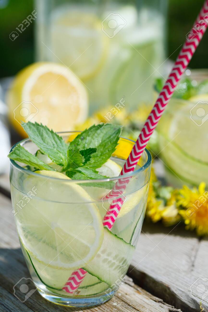 Summer Refreshing Drink Detox Lemonade From Cucumber Lemon Stock Photo Picture And Royalty Free Image Image 124869094