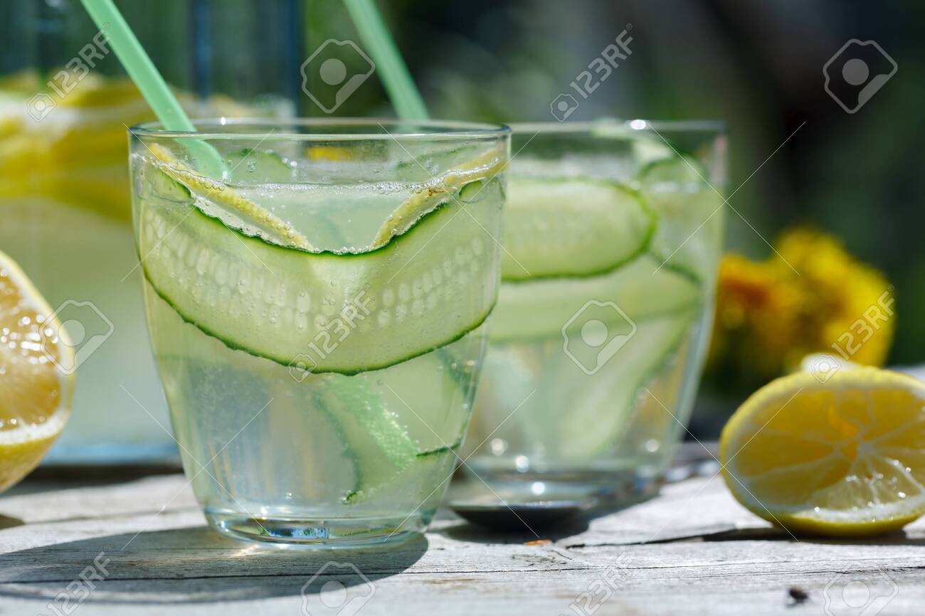 Summer Refreshing Drink Detox Lemonade From Cucumber Lemon Stock Photo Picture And Royalty Free Image Image 124869143