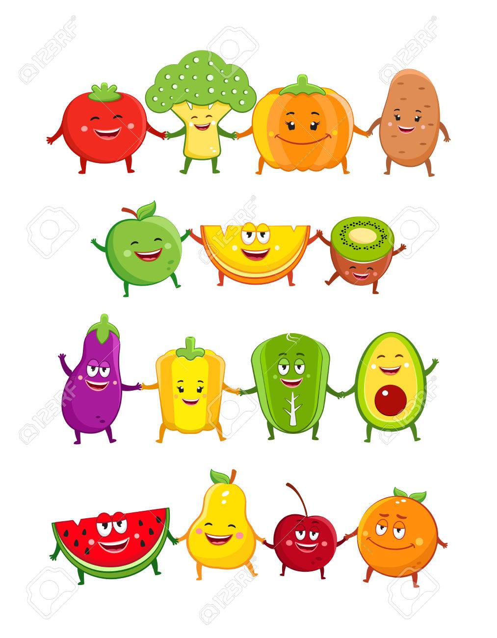 面白い果物や野菜のキャラクターの漫画イラストのイラスト素材 ベクタ Image 面白い果物や野菜のキャラクターの漫画イラストのイラスト素材 ベクタ Image