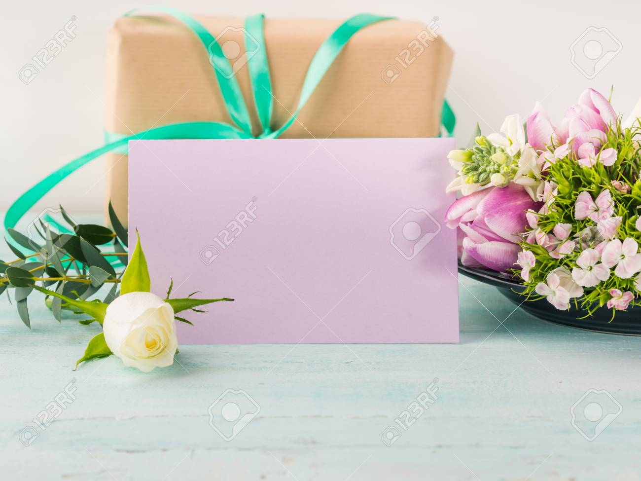 Empty purple card flowers tulips roses spring pastel color background. Easter holiday, wedding birthday invitation - 81457452 Empty purple card flowers tulips roses spring pastel color background. Easter holiday, wedding birthday invitation - 81457452