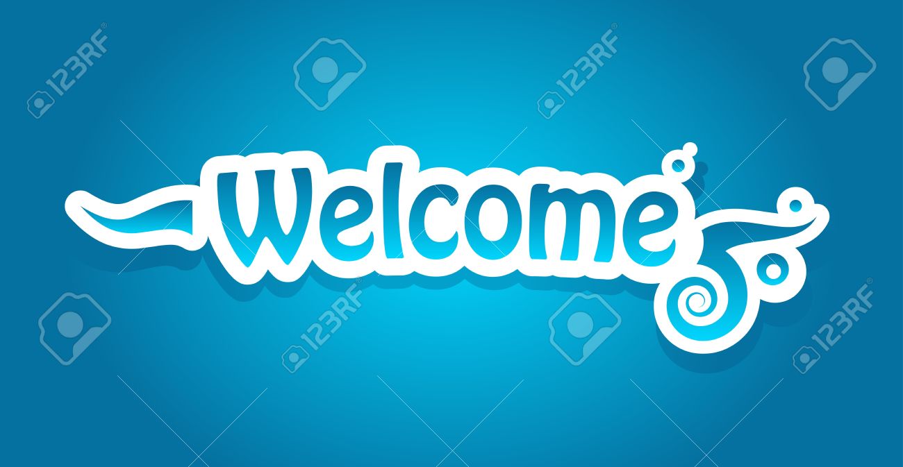 welcome lettering on blue background royalty free cliparts vectors