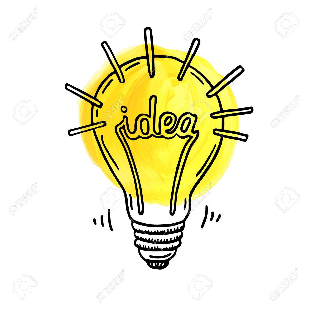 Hand Drawn Creative Idea Lightbulb. Royalty Free SVG, Cliparts, Vectors,  and Stock Illustration. Image 41723343., image size:1300x1300