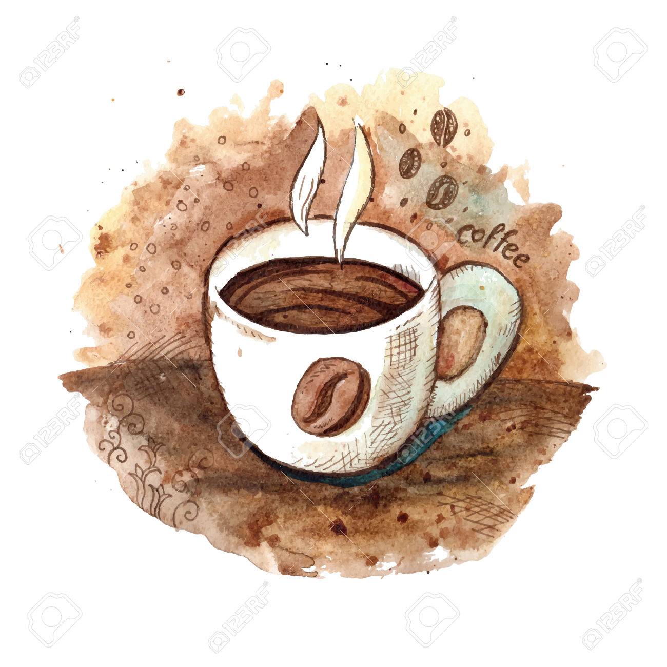 Hand Drawn Watercolor Coffee Cup Illustration Royalty Free Cliparts Vectors And Stock Illustration Image