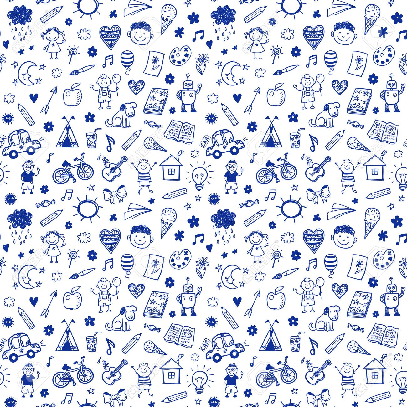 いたずら書き子供図面とのシームレスなパターン 手描き背景 のイラスト素材 ベクタ Image