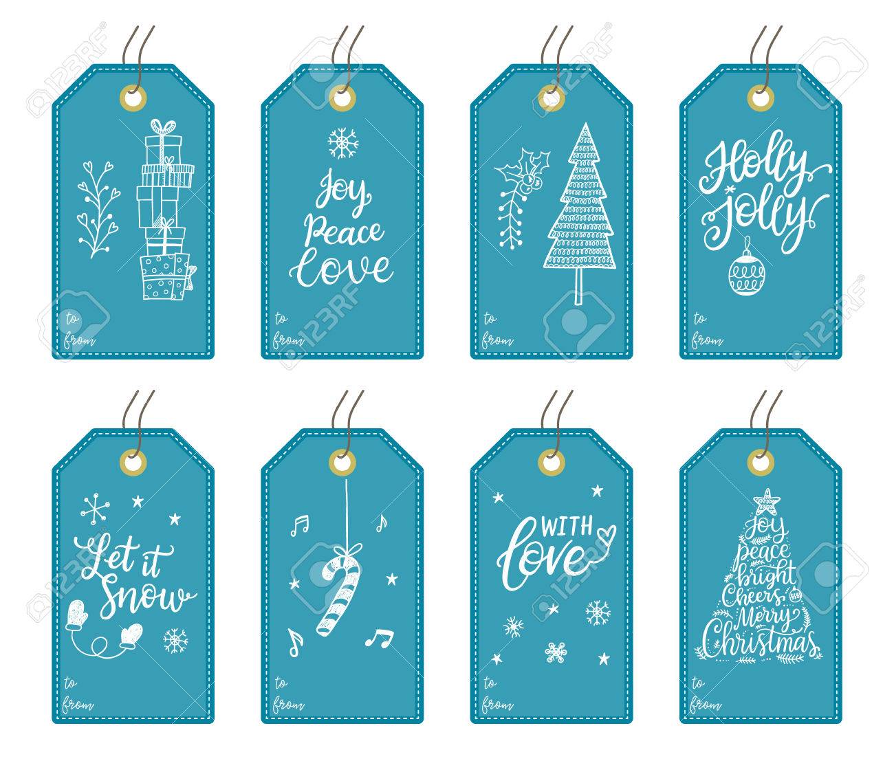 Merry Chtistmas And Happy Holidays Printable Gift Tags Royalty Free Cliparts Vectors And Stock Illustration Image 61655009