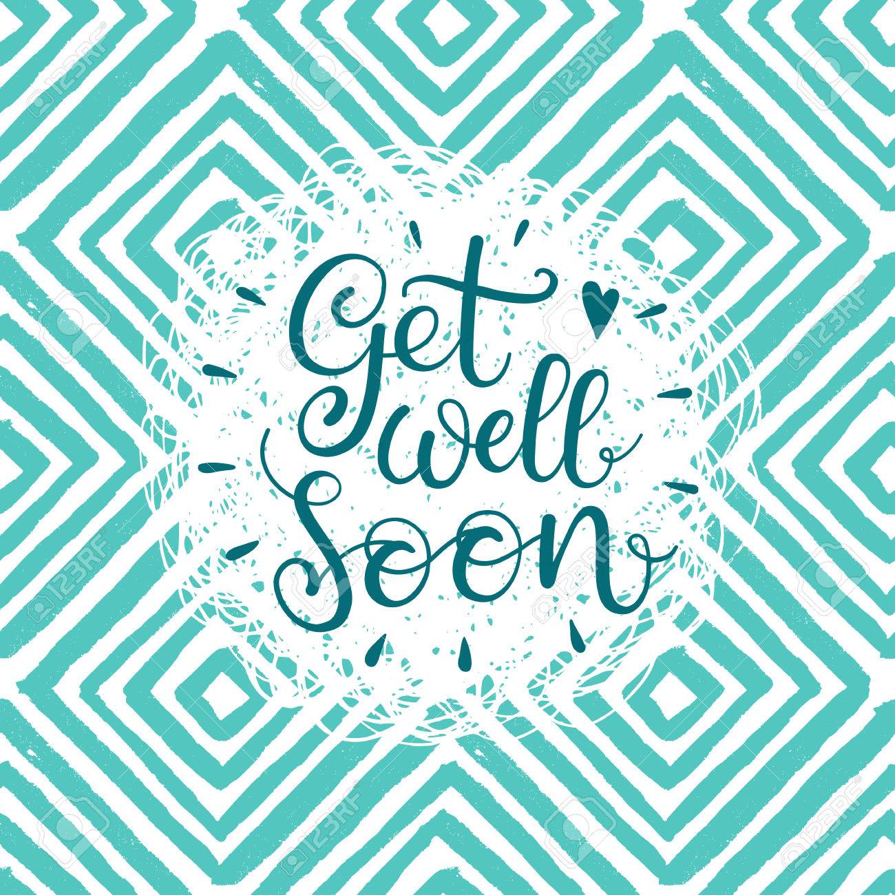 get well soon vector text hand lettering for invitation and greeting card prints and