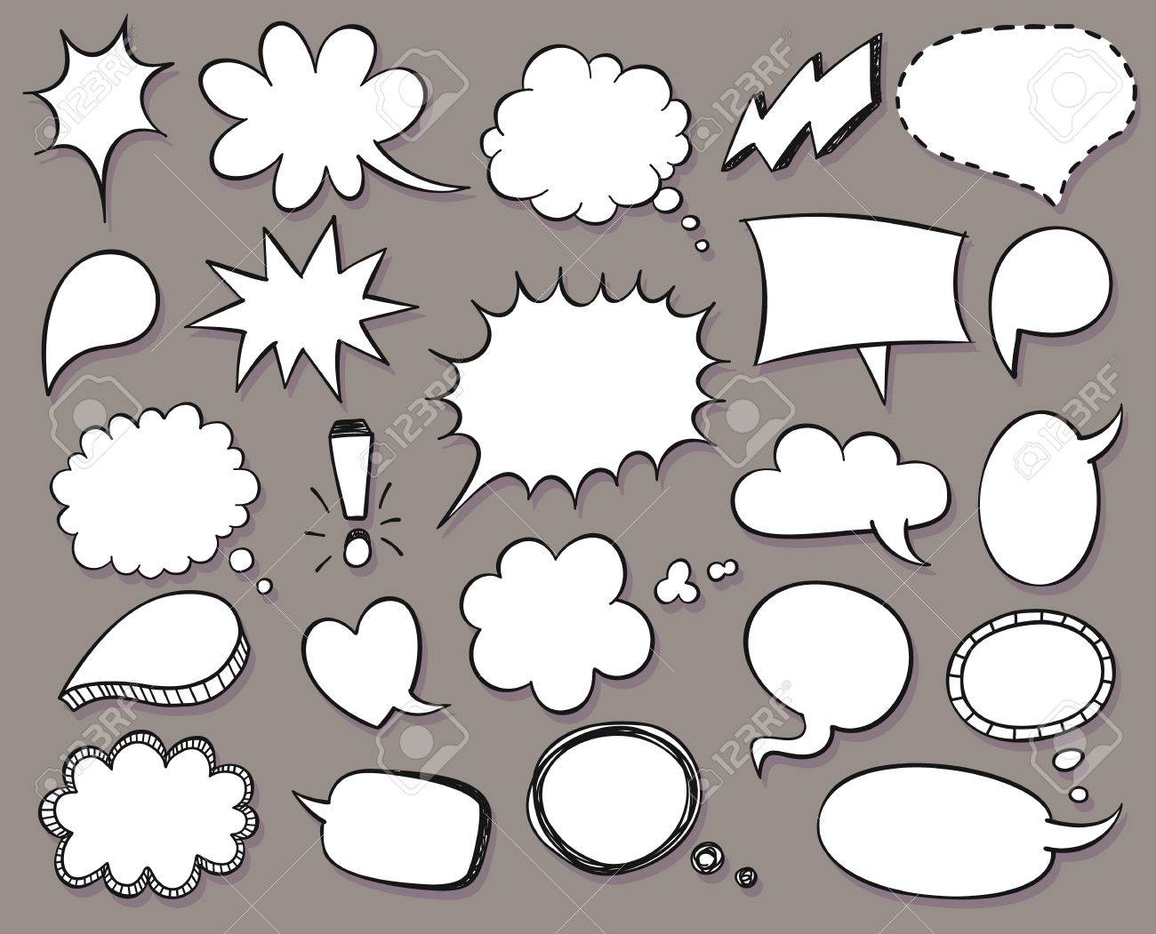 手描きベクター スケッチ吹き出しセットのイラスト素材 ベクタ Image