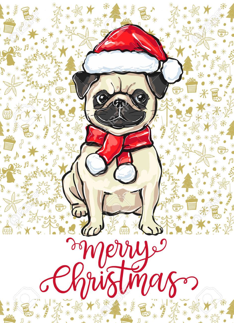 Carte De Voeux Joyeux Noel Avec Chien Carlin Drole En Bonnet De Noel Illustration Vectorielle Clip Art Libres De Droits Vecteurs Et Illustration Image Carte De Voeux Joyeux Noel Avec Chien Carlin Drole En Bonnet De Noel Illustration Vectorielle Clip Art Libres De Droits Vecteurs Et Illustration Image