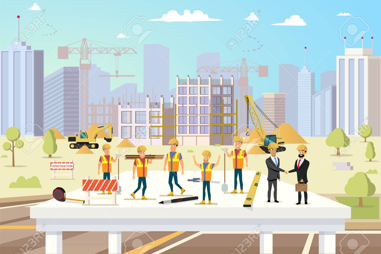 Concept Modern City Construction Buildings. Vector Illustration Cartoon Group Of Man Builders And Engineers. Workflow For Construction New City Building. Successful Deal Contractors Royalty Free SVG, Cliparts, Vectors, And Stock Illustration. Image Concept Modern City Construction Buildings. Vector Illustration Cartoon Group Of Man Builders And Engineers. Workflow For Construction New City Building. Successful Deal Contractors Royalty Free SVG, Cliparts, Vectors, And Stock Illustration. Image