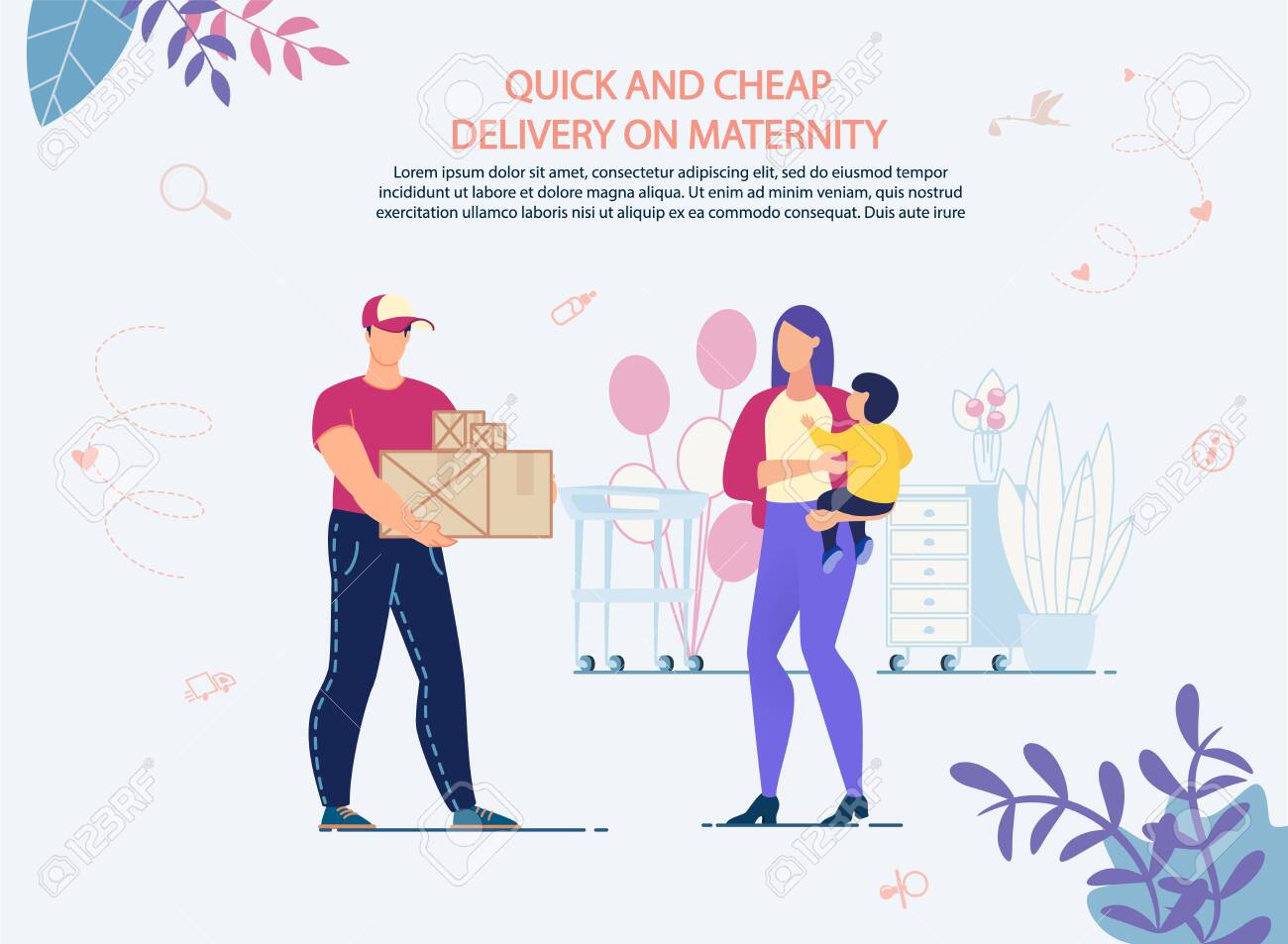 Quick Shopping And Cheap Delivery On Maternity Online Service Royalty Free Cliparts Vectors And Stock Illustration Image 138992135