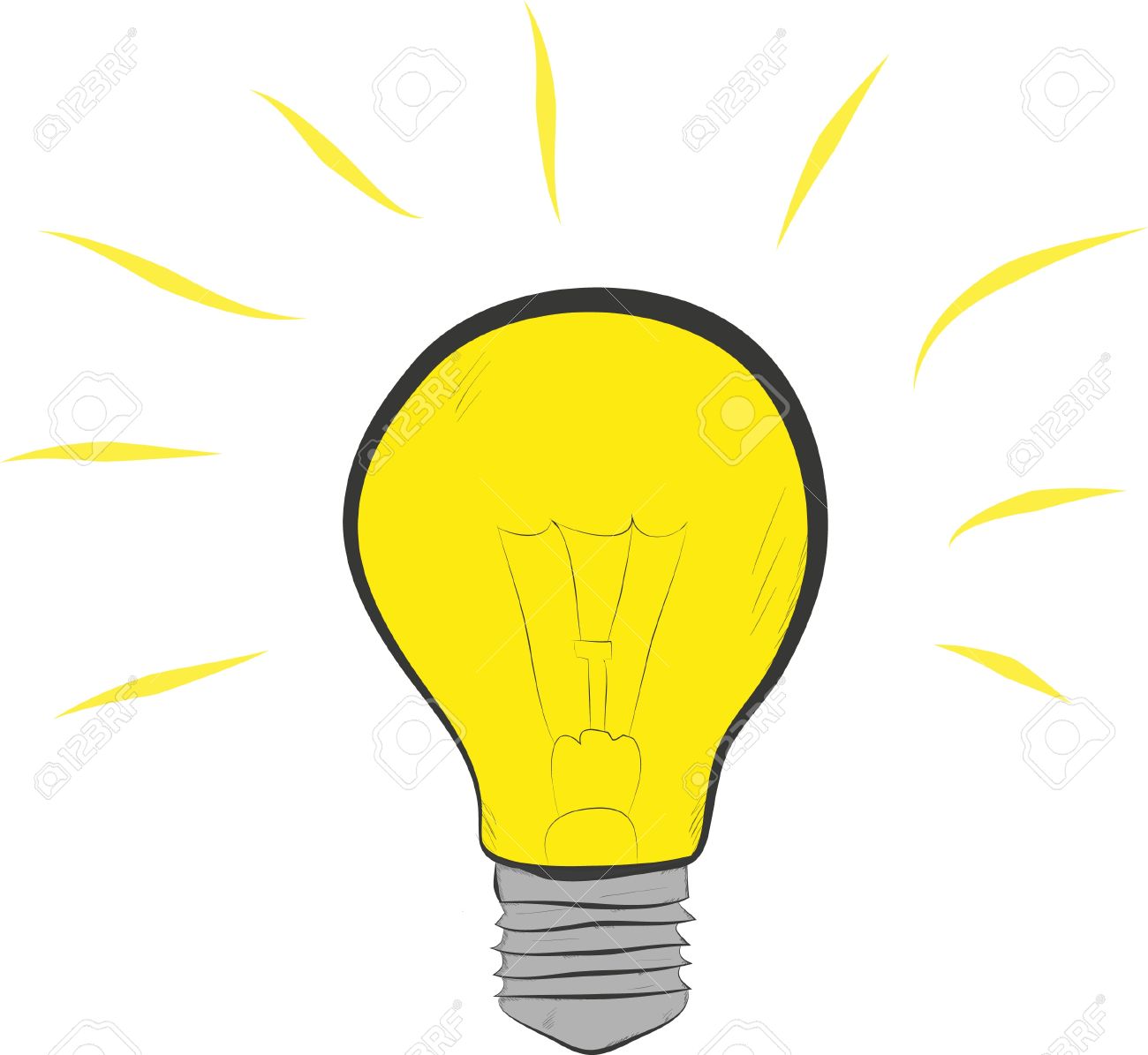 Lit Light Bulb Isolated On White Royalty Free SVG, Cliparts ...