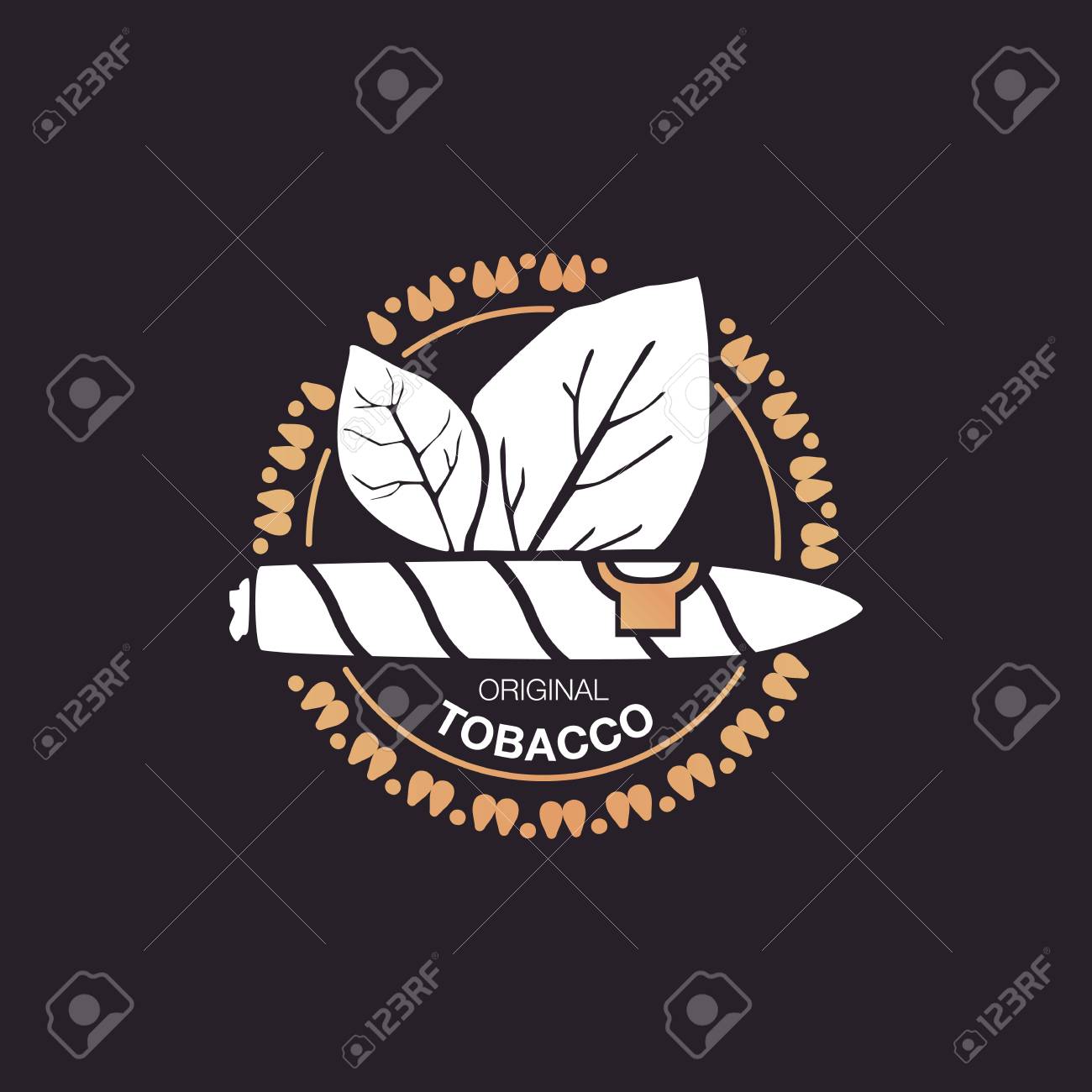 Logo White Cigar And Tabacco On Black Background. Royalty Free SVG, Cliparts,  Vectors, and Stock Illustration. Image 90962116., image size:1300x1300