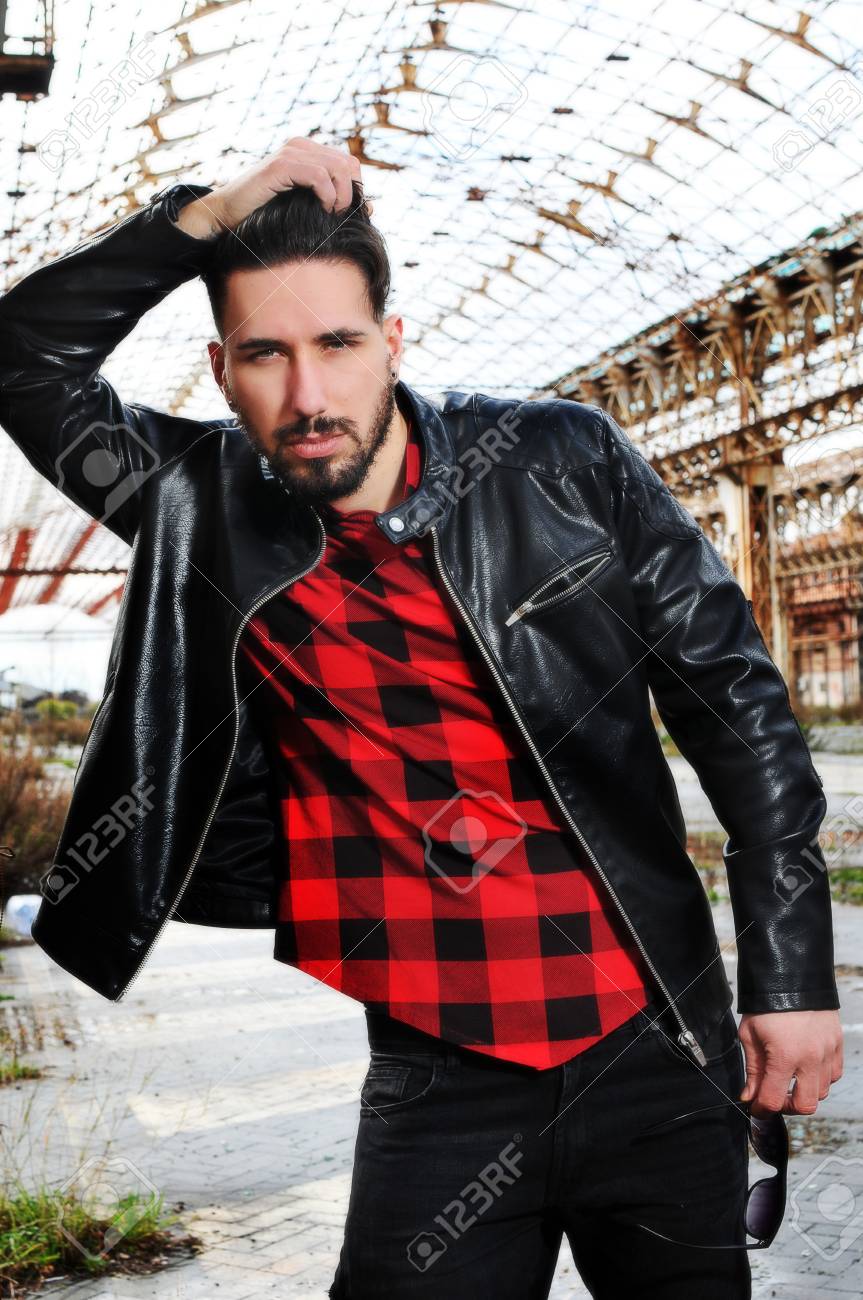 shirt under leather jacket