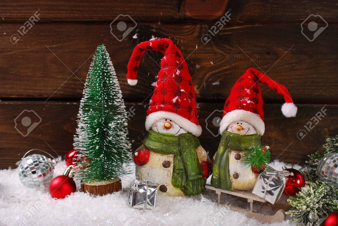 Christmas Decoration With Two Funny Santa Claus Figurines On Wooden Background Stock Photo 33885725 Christmas Decoration With Two Funny Santa Claus Figurines On Wooden Background Stock Photo 33885725