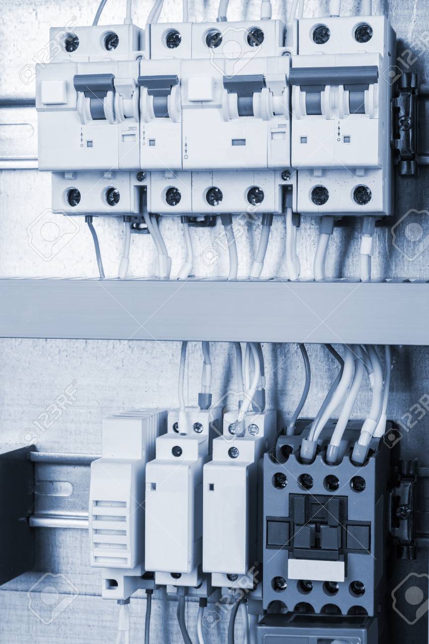 electrical wiring in the control cabinet Stock Photo - 77272631