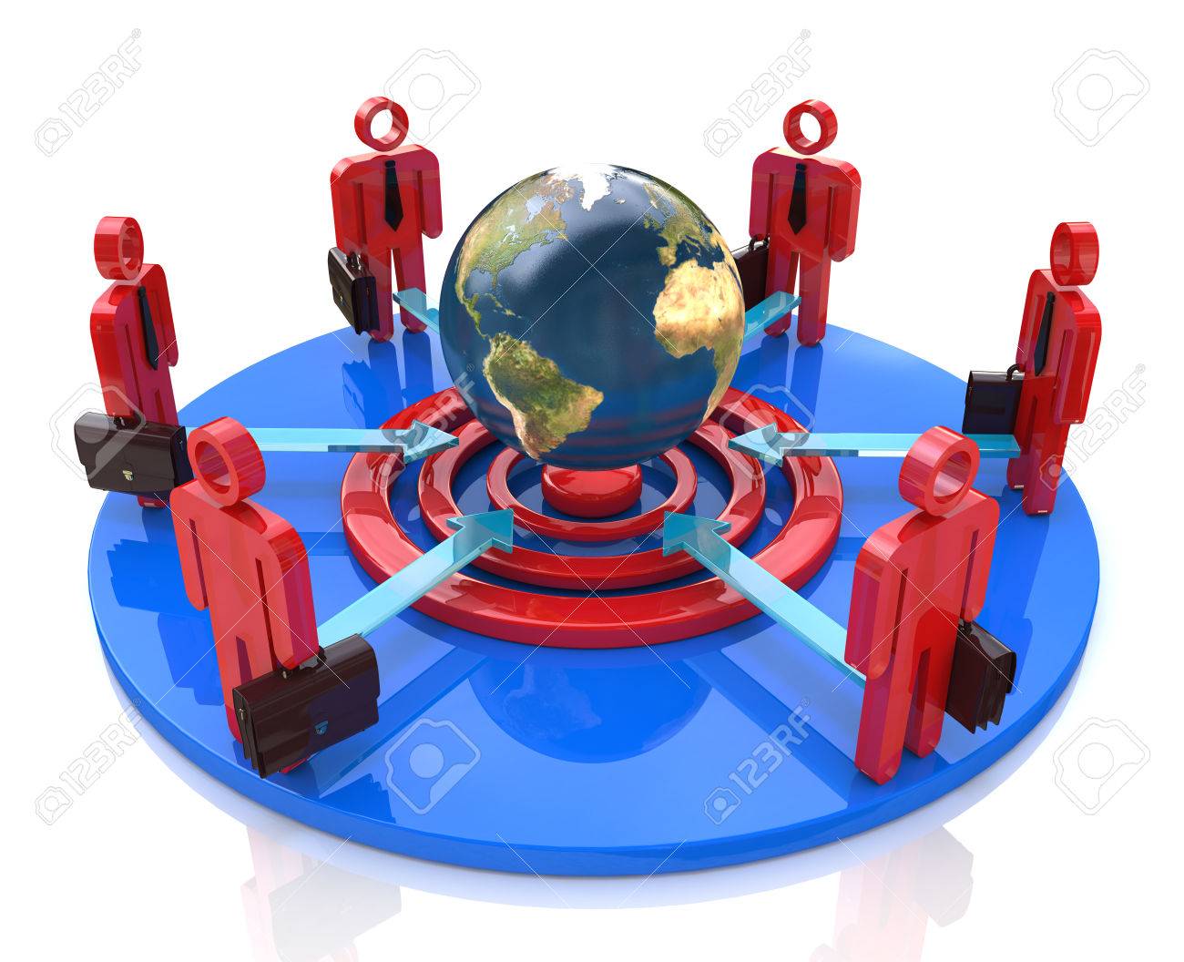 A group of competitors in a circle aiming for the same global goal in the design of information related to the business and the people - 82455210 A group of competitors in a circle aiming for the same global goal in the design of information related to the business and the people - 82455210