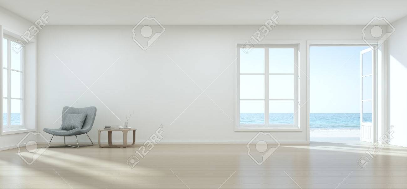 Mar Vista Salon Vacio Pared Moderno Playa Casa Lujo Blanco