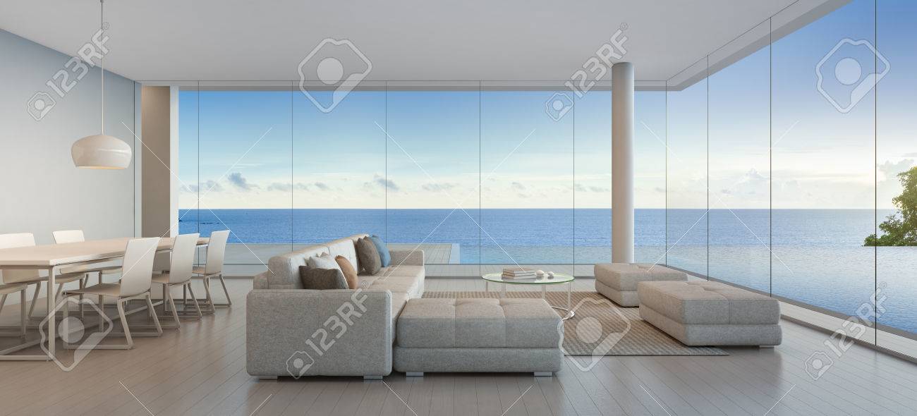 Comedor Y Salón De Lujo Playa Casa Con Vista Mar Piscina En Moderno ... Comedor Y Salón De Lujo Playa Casa Con Vista Mar Piscina En Moderno ...