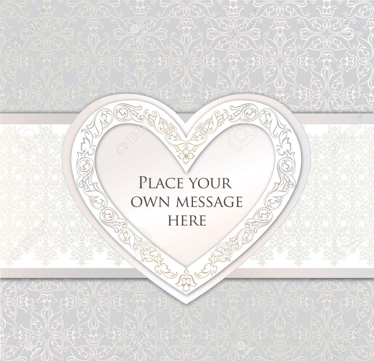 greeting card with heart in victorian style wedding invitation