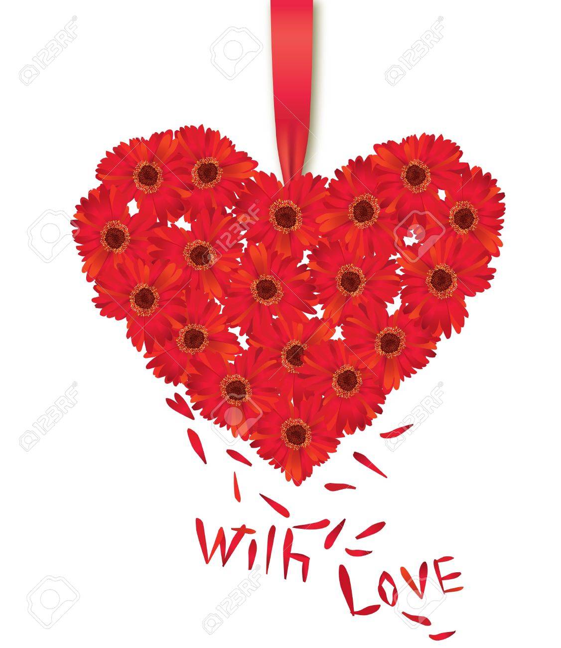 Bouquet De Fleurs De Coeur Damour Sur Fond Blanc Valentine Love Carte De Voeux