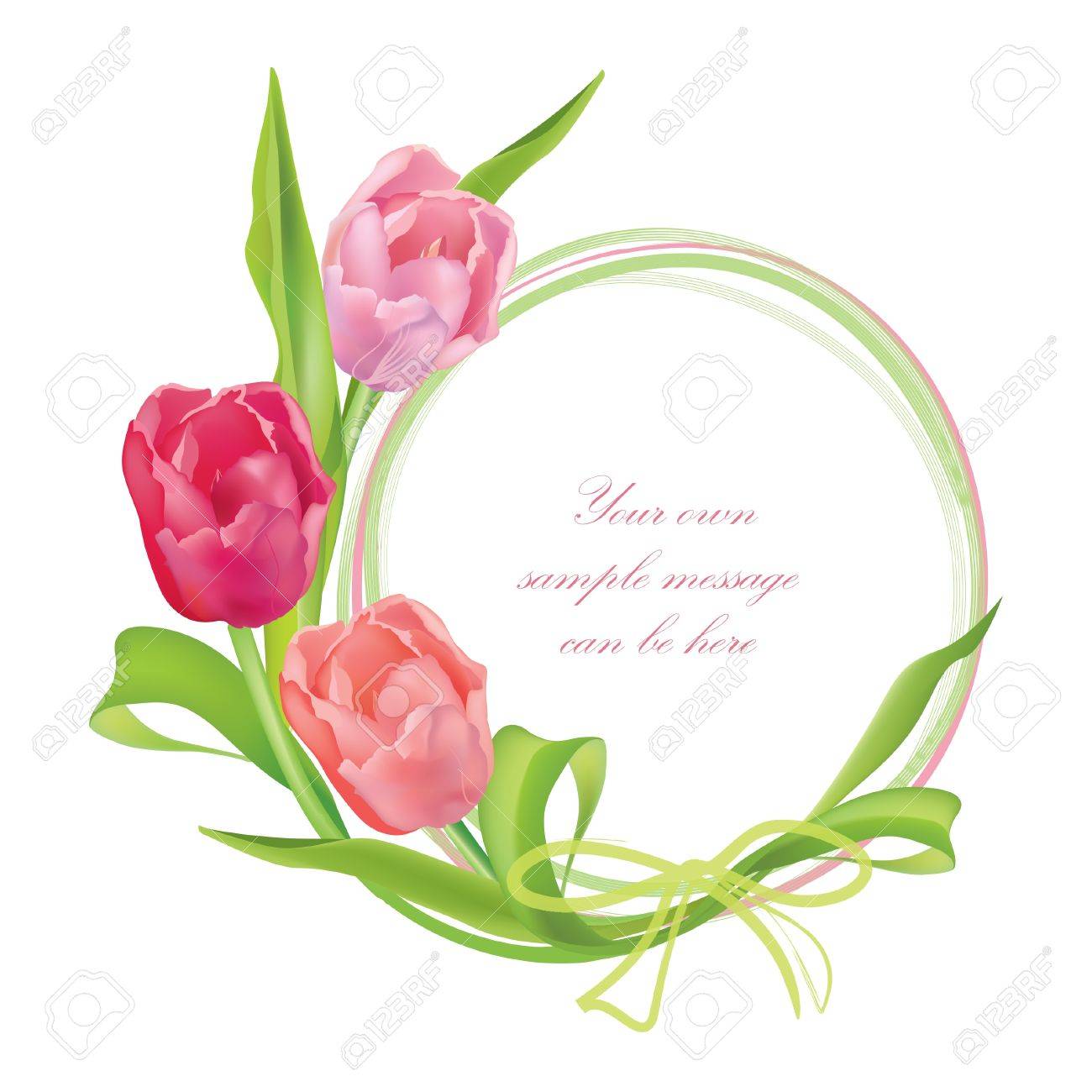 flower frame floral border bouquet tulips isolated royalty free