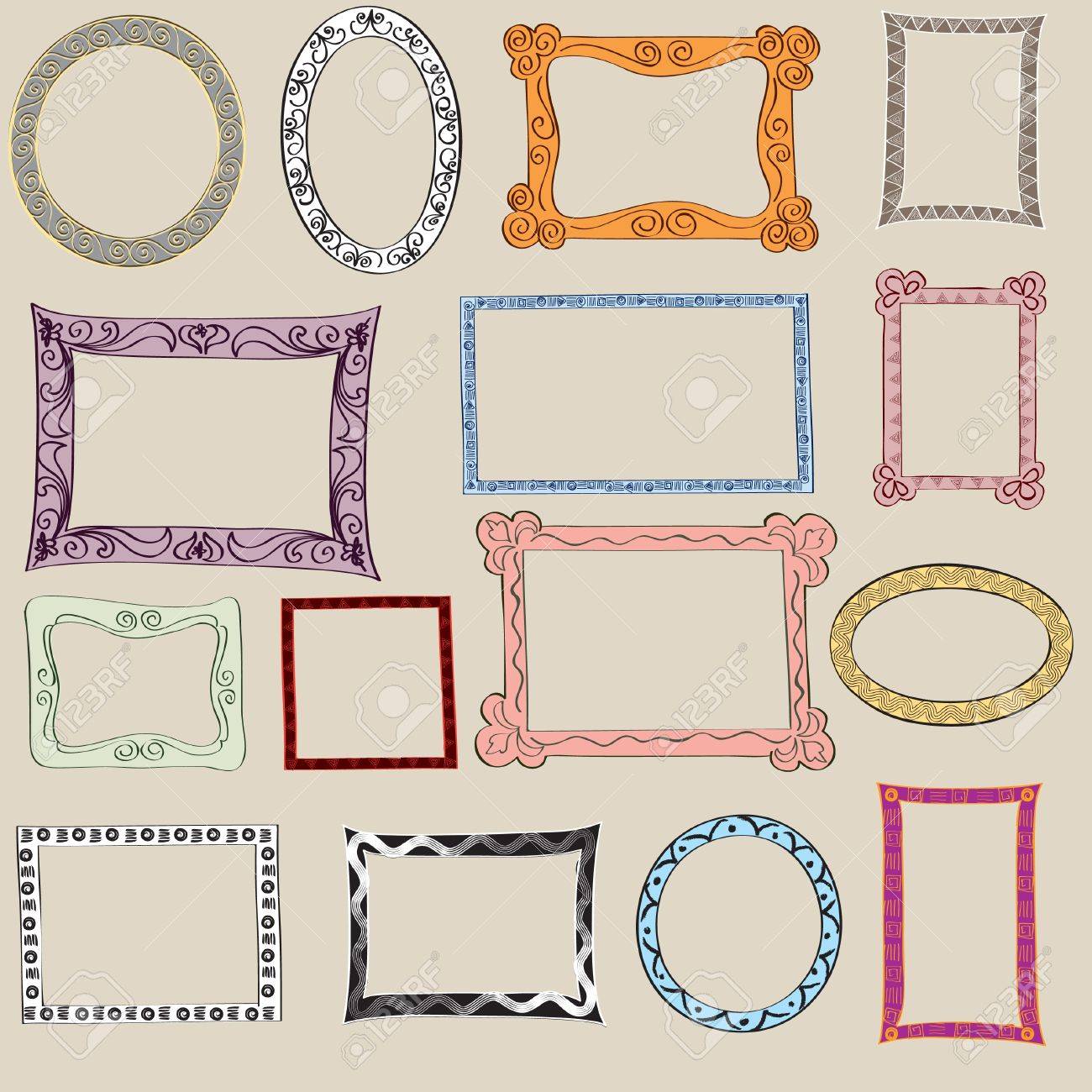 set of cute frame victorian ornaments photo frames in vector royalty