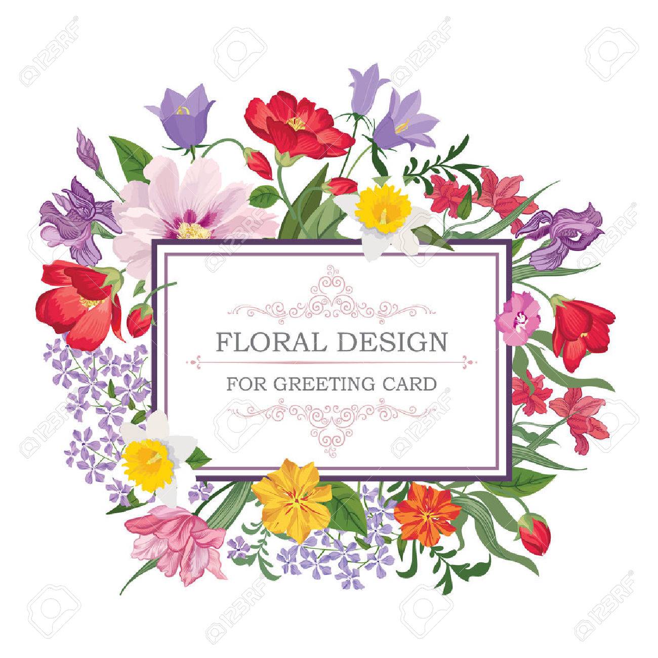 floral frame with summer