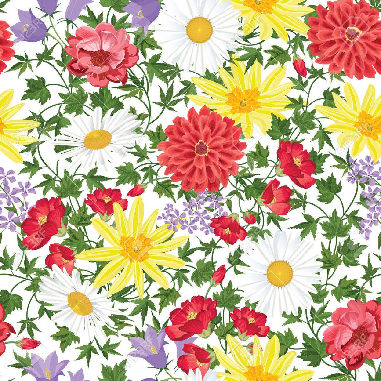 Floral Seamless Pattern Flower Background Floral Seamless Texture With Flowers Flourish Tiled Wallpaper Royalty Free Cliparts Vectors And Stock Illustration Image