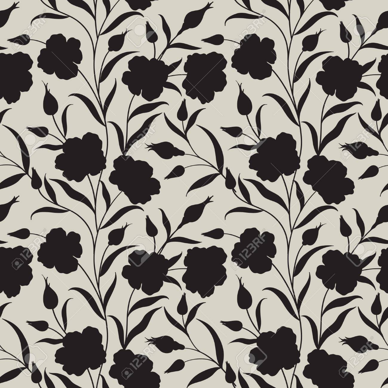 Floral Seamless Pattern Flower Background Floral Silhouette Royalty Free Cliparts Vectors And Stock Illustration Image 48448070
