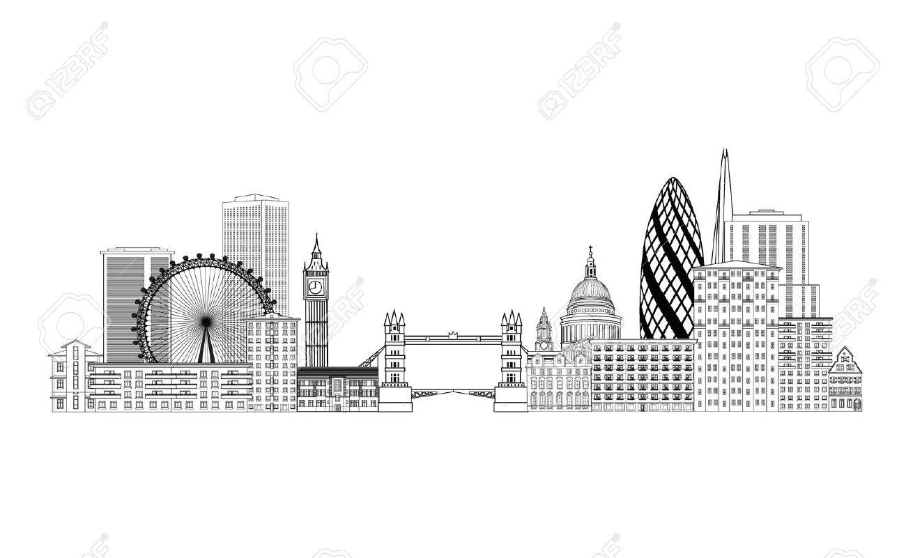 London skyline. London cityscape with famous landmarks and buildings. Travel Untied Kingdom baclkground - 65206722 London skyline. London cityscape with famous landmarks and buildings. Travel Untied Kingdom baclkground - 65206722