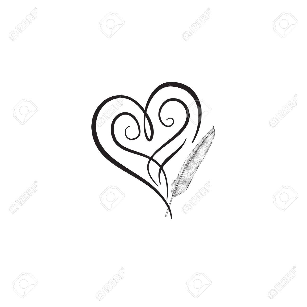 Liebe Herz Durch Federfeder Gezeichnet Valentinstag Grusskarte Herzform Design Fur Die Liebe Symbole Lizenzfrei Nutzbare Vektorgrafiken Clip Arts Illustrationen Image 69051925