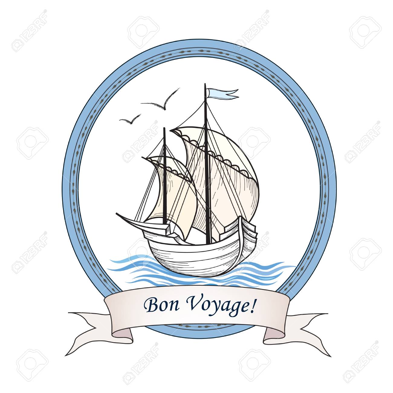 sailing ship summer holiday bon voyage card sail boat transport bon voyage sign