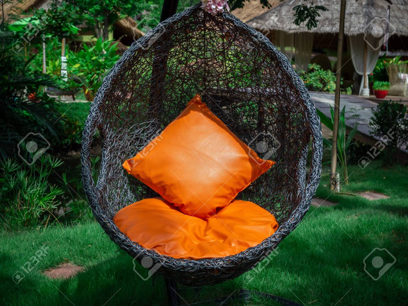 black rattan lounger