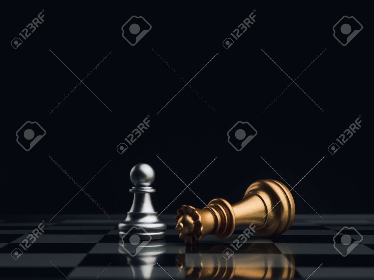 Golden King And Queen Chess Piece Concept For Business Competition