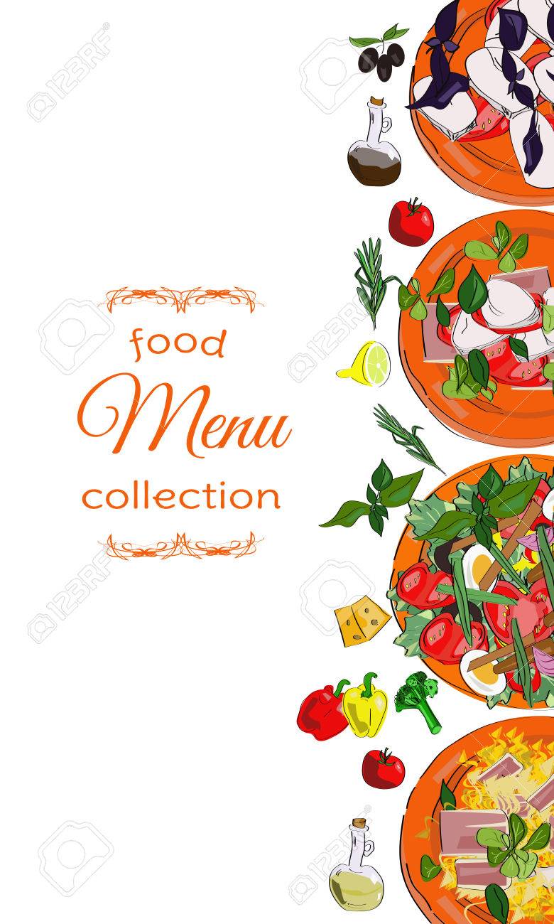 料理と垂直バナー レストランのメニュー カフェ デザイン のイラスト素材 ベクタ Image