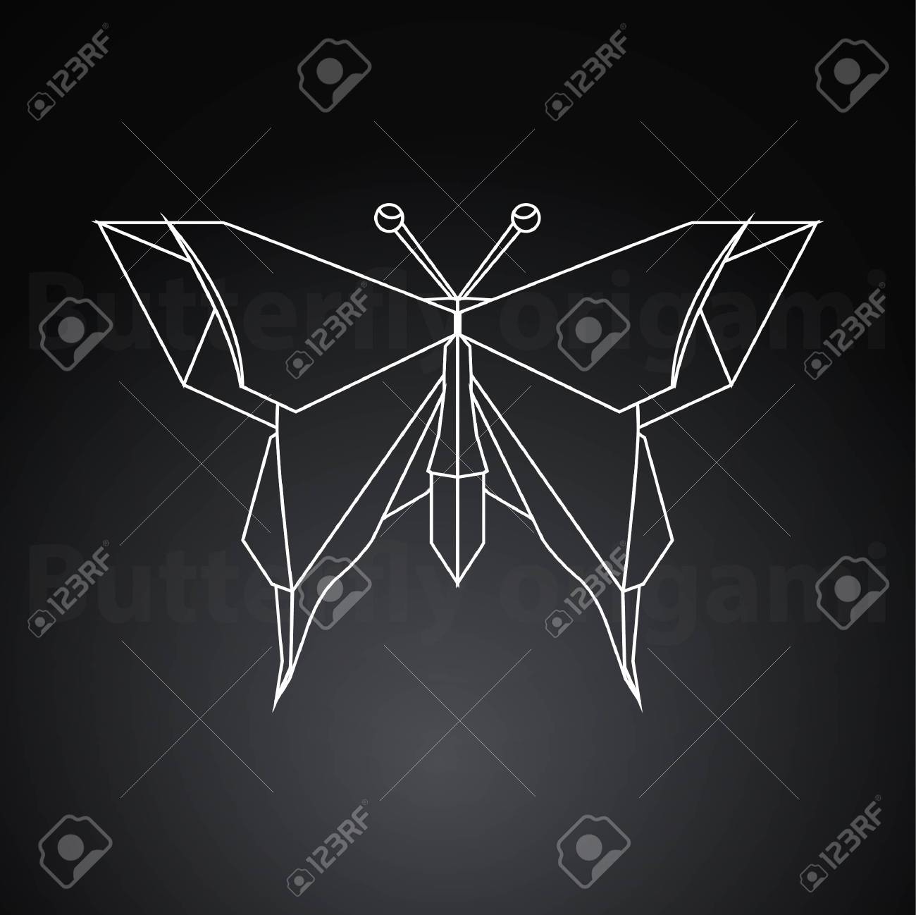 黒の背景イラストに蝶折り紙アート のイラスト素材 ベクタ Image