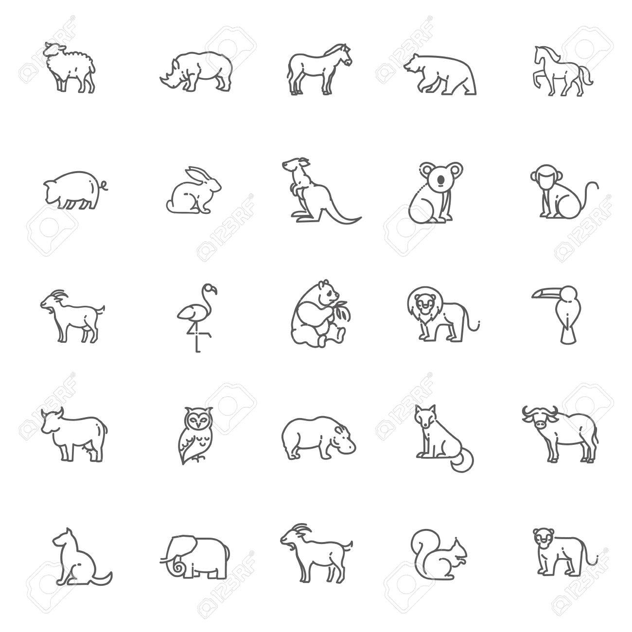 animal icons. vector outline icon set - 55440309 animal icons. vector outline icon set - 55440309