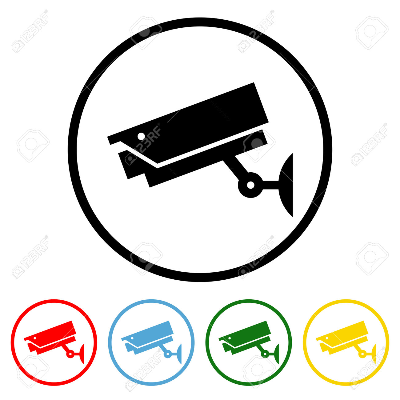 CCTV icon vector illustration design element with four color variations. Vector illustration. All in a single layer. Elements for design. - 172142975 CCTV icon vector illustration design element with four color variations. Vector illustration. All in a single layer. Elements for design. - 172142975