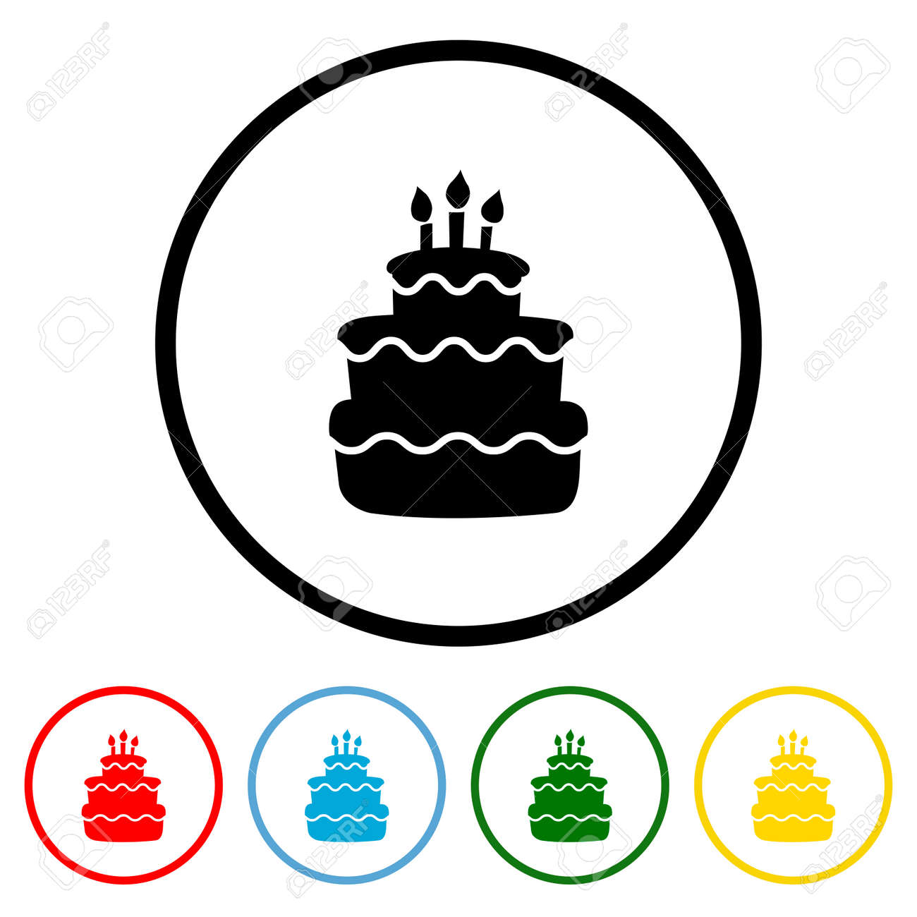 Birthday Cake icon vector illustration design element with four color variations. Vector illustration. All in a single layer. Elements for design. - 172143297 Birthday Cake icon vector illustration design element with four color variations. Vector illustration. All in a single layer. Elements for design. - 172143297