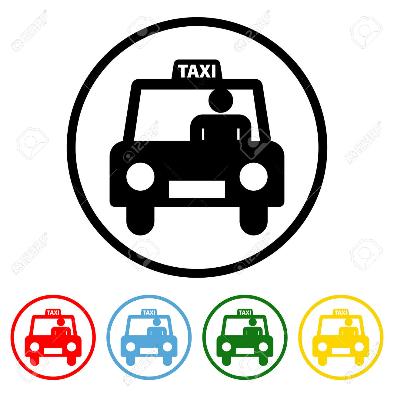 Taxi icon vector illustration design element with four color variations. Vector illustration. All in a single layer. Elements for design. Taxi Icon flat design. - 172254389 Taxi icon vector illustration design element with four color variations. Vector illustration. All in a single layer. Elements for design. Taxi Icon flat design. - 172254389