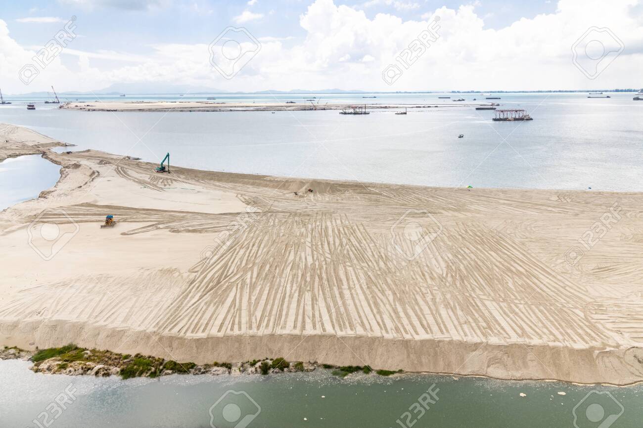 Elevated View Of Penang S Gurney Drive Sea Reclamation Project Stock Photo Picture And Royalty Free Image Image 124383883