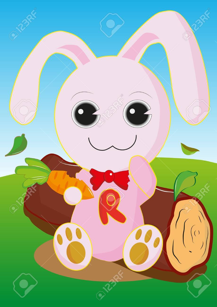 ウサギはニンジンを食べる のイラスト素材 ベクタ Image