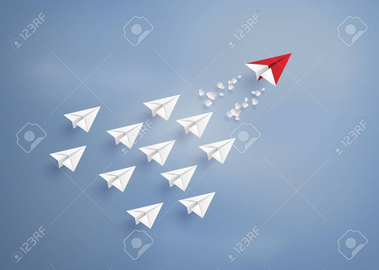 leadership concept with red and white paper plane on blue sky.paper art style. - 59843513 leadership concept with red and white paper plane on blue sky.paper art style. - 59843513