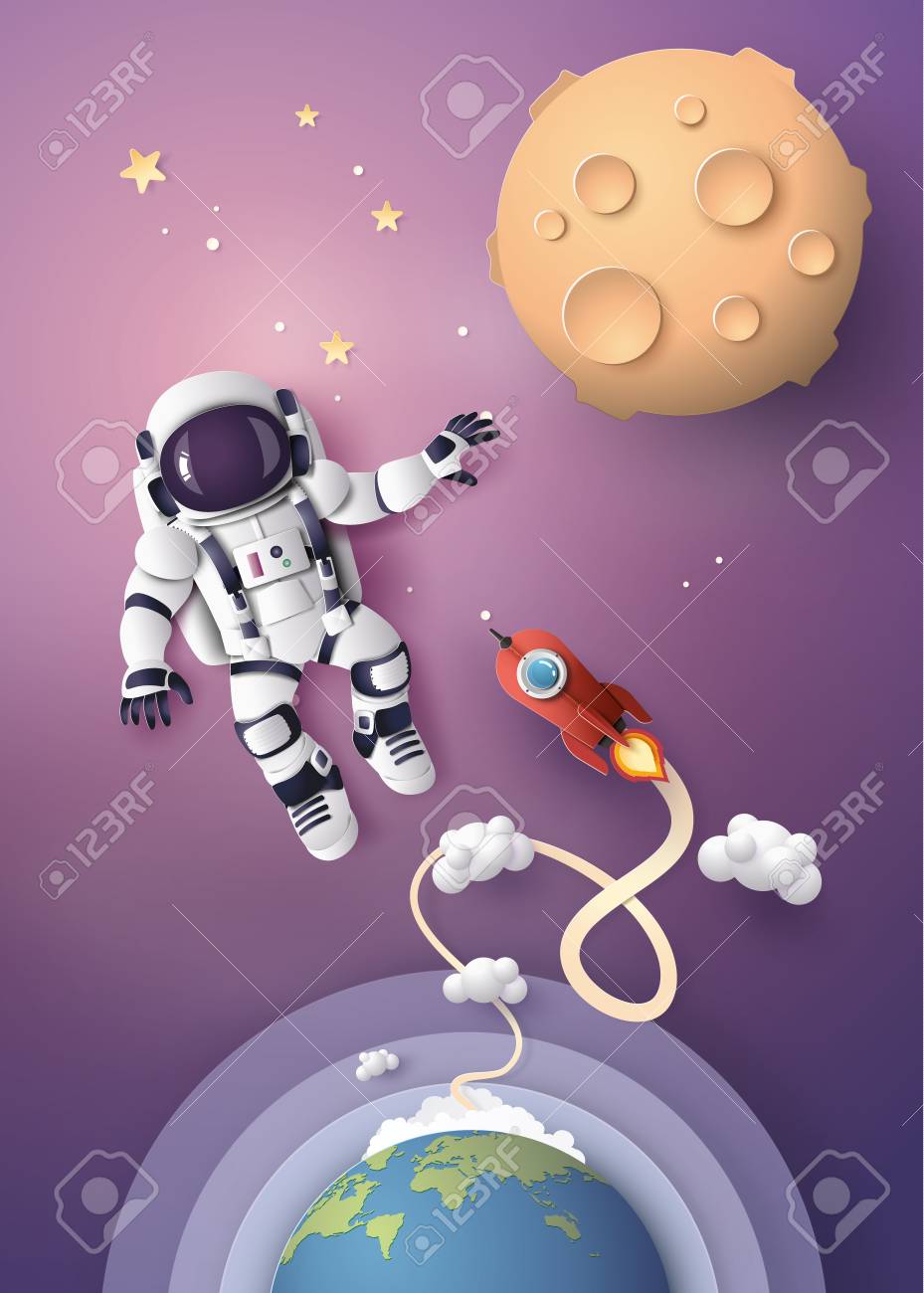Astronaut Astronaut floating in the stratosphere. Paper art and craft style. - 109235633 Astronaut Astronaut floating in the stratosphere. Paper art and craft style. - 109235633