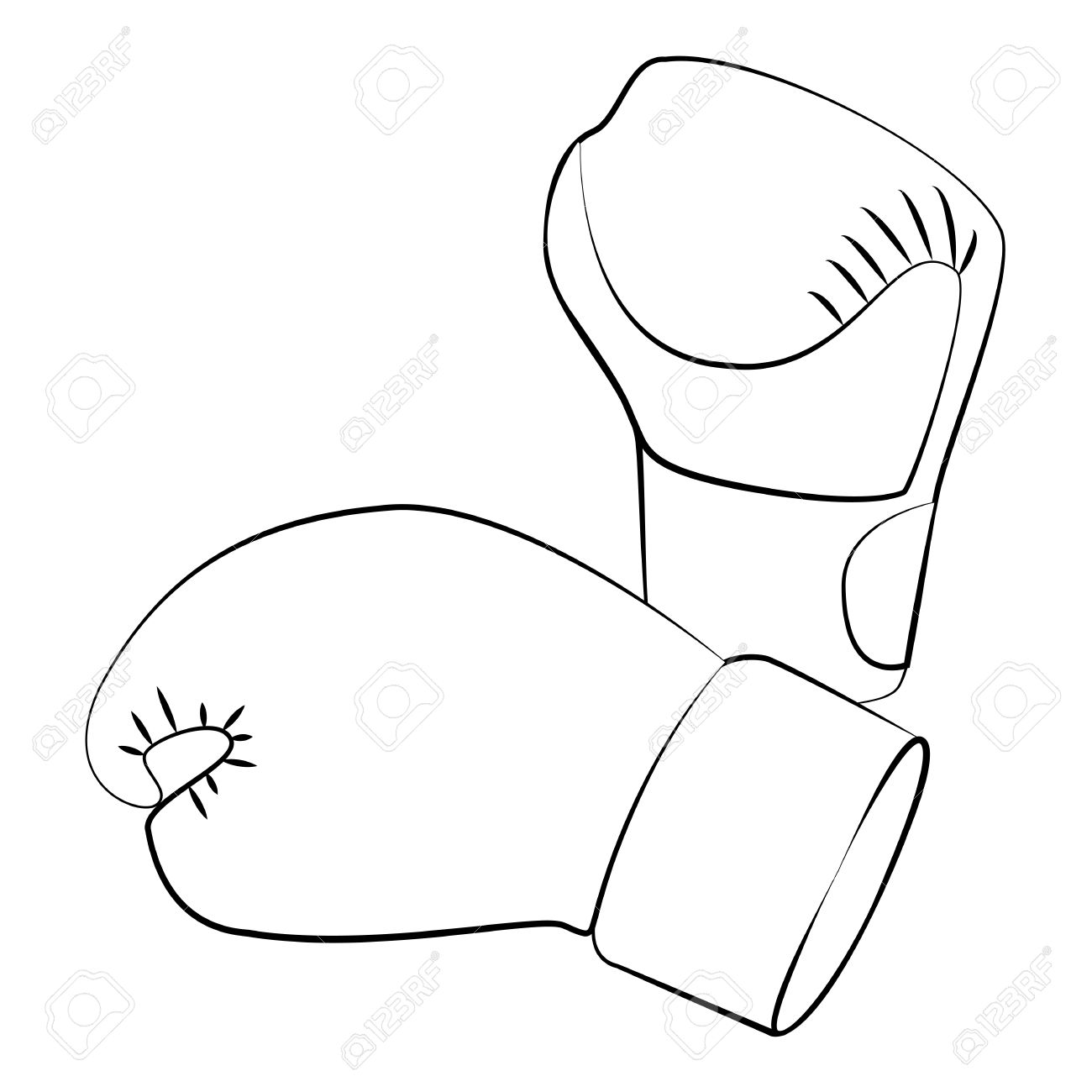 black outline vector boxing gloves on white background royalty free