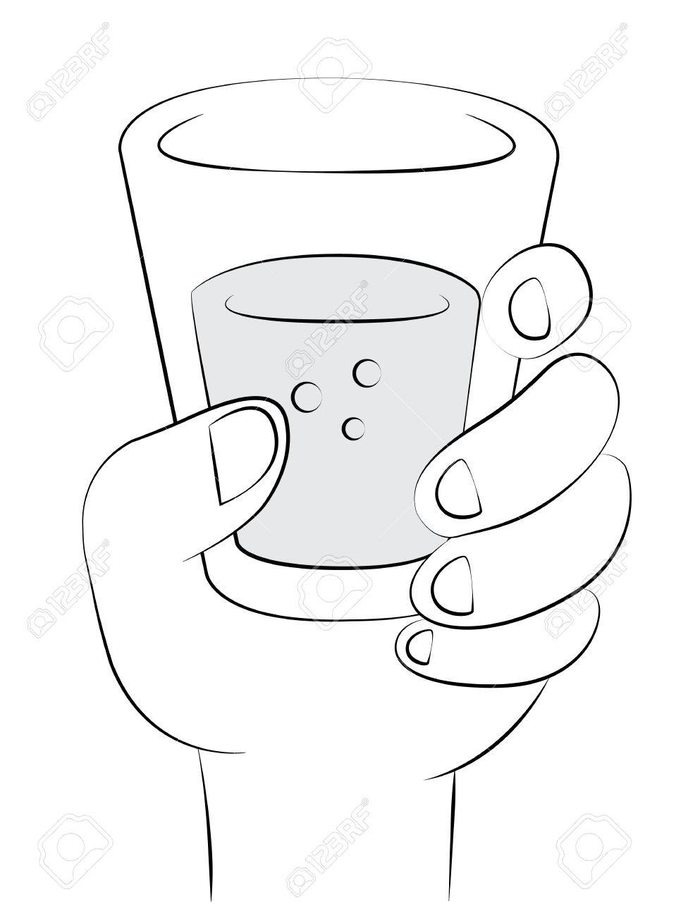 Black Outline Vector Drinking Water On White Background. Royalty Free SVG,  Cliparts, Vectors, and Stock Illustration. Image 25304783., image size:993x1300