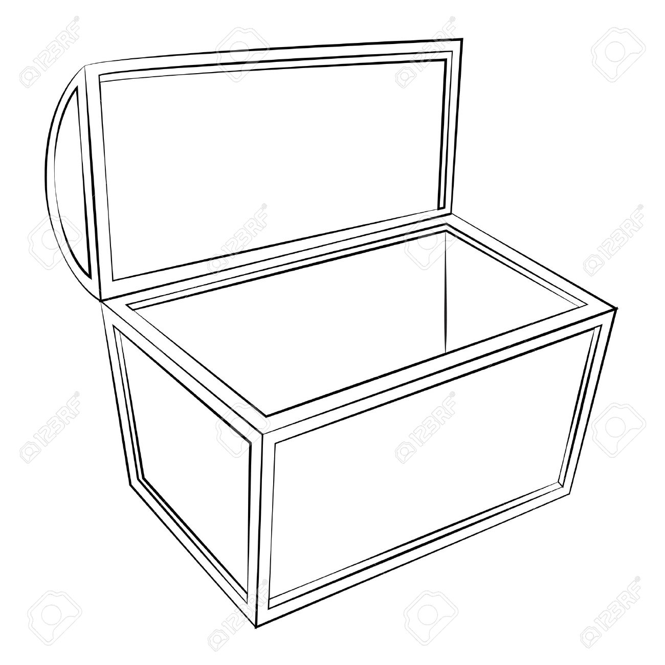 black outline vector treasure chest on white background royalty