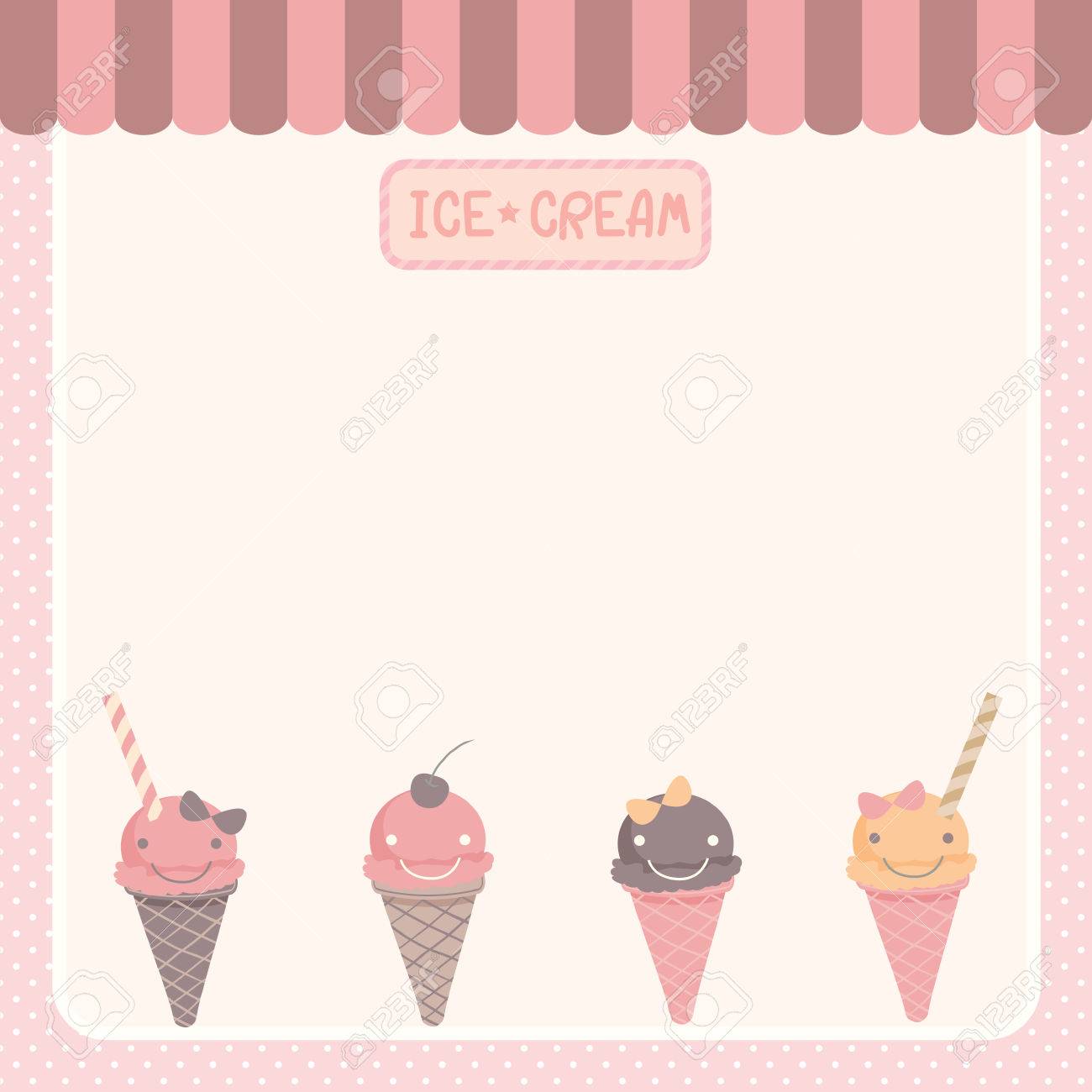 かわいいアイス クリーム様々 な味 空白文字メニュー レシピのパン屋さんのテンプレートのイラスト のイラスト素材 ベクタ Image